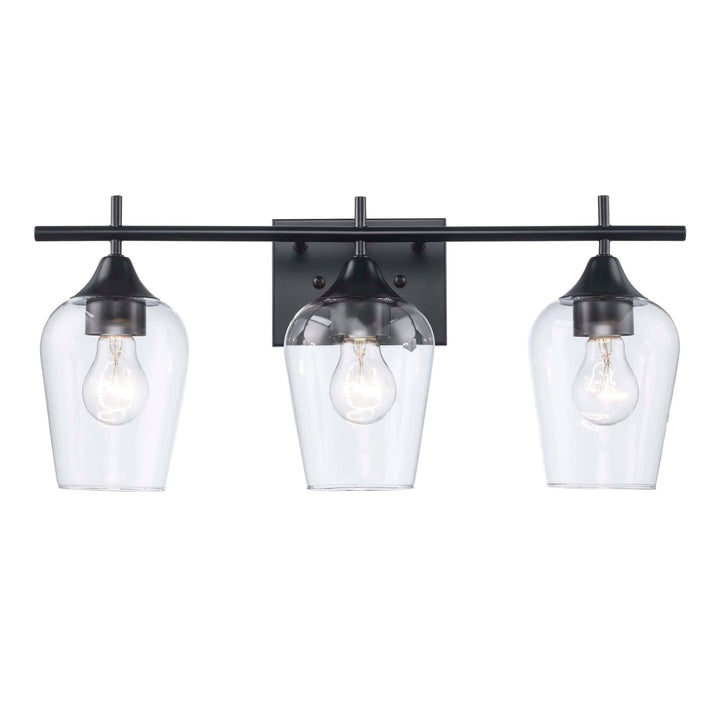 Trans Globe 3-Light Kieran Vanity Bar Clear Tulip - Black