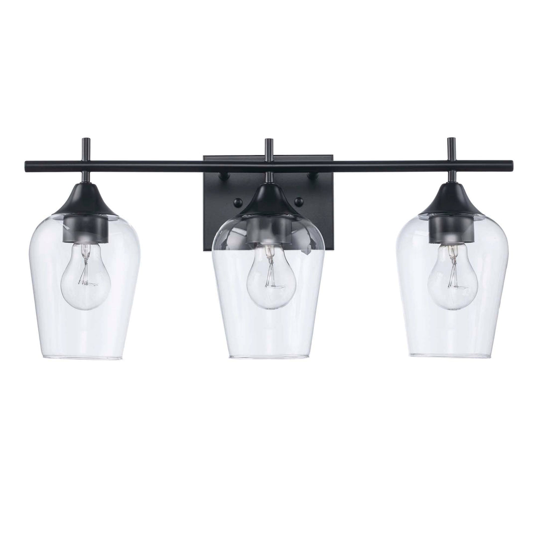 Trans Globe 3-Light Kieran Vanity Bar Clear Tulip - Black