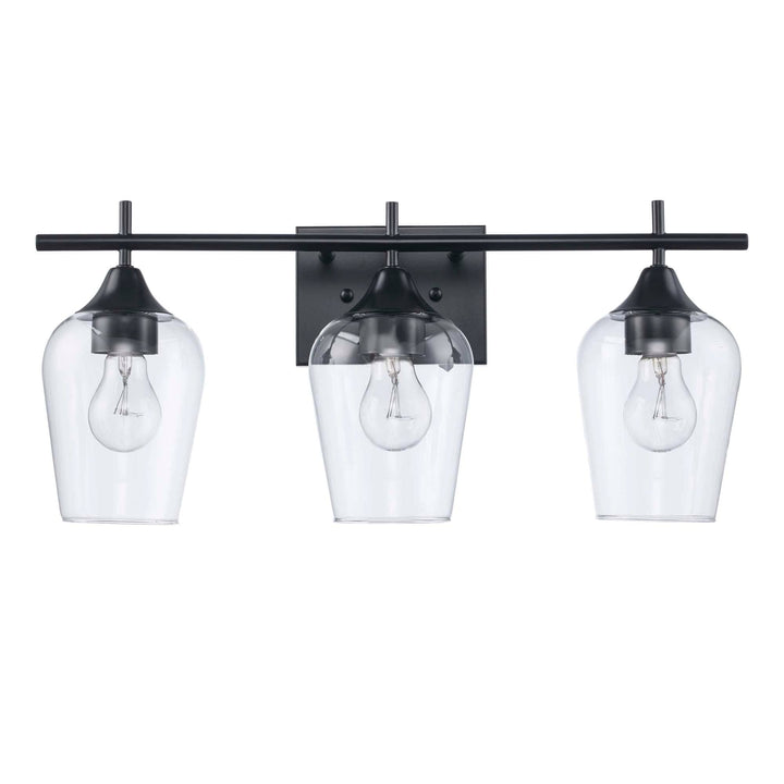 Trans Globe 3-Light Kieran Vanity Bar Clear Tulip - Black