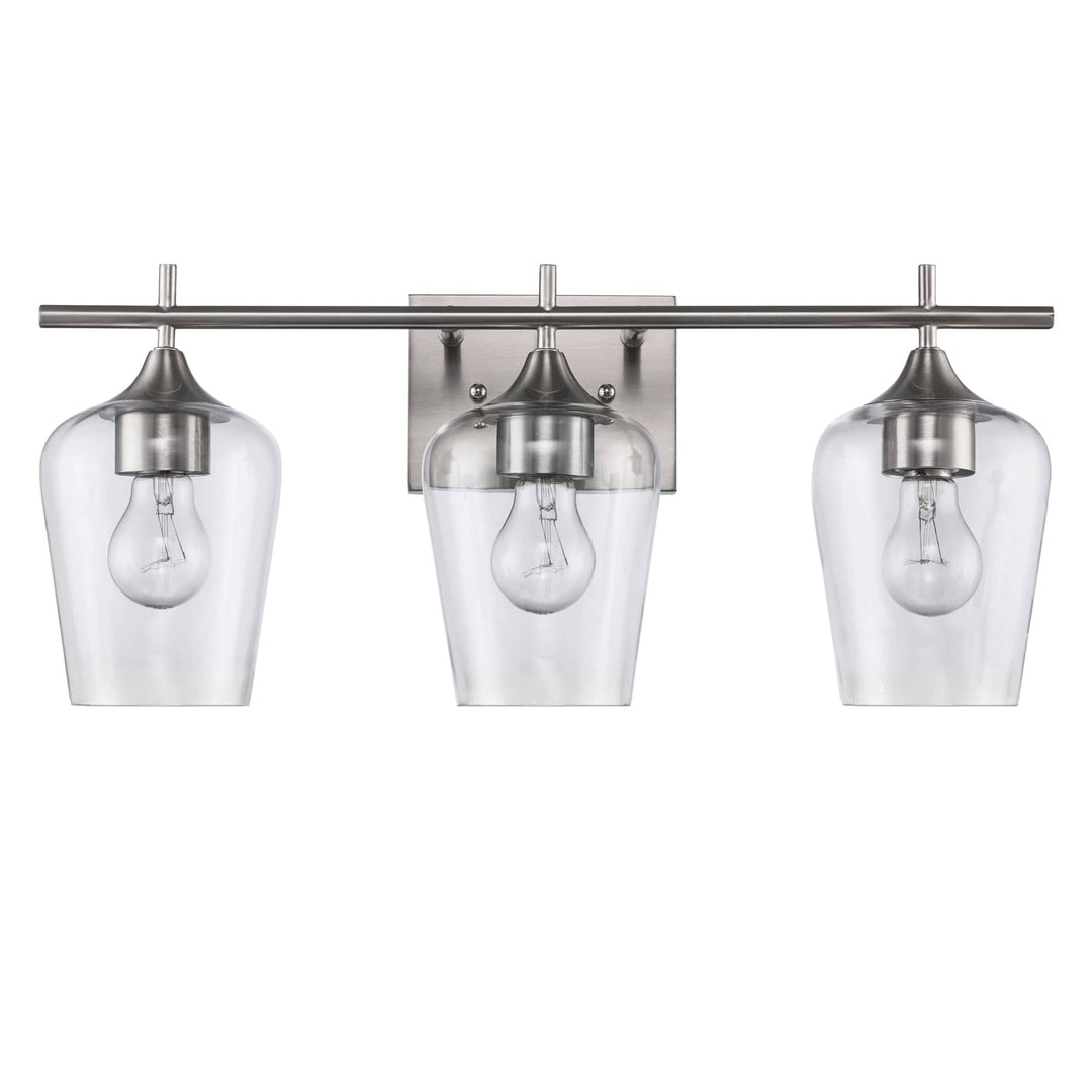 Trans Globe 3-Light Kieran Vanity Bar Clear Tulip - Brushed Nickel