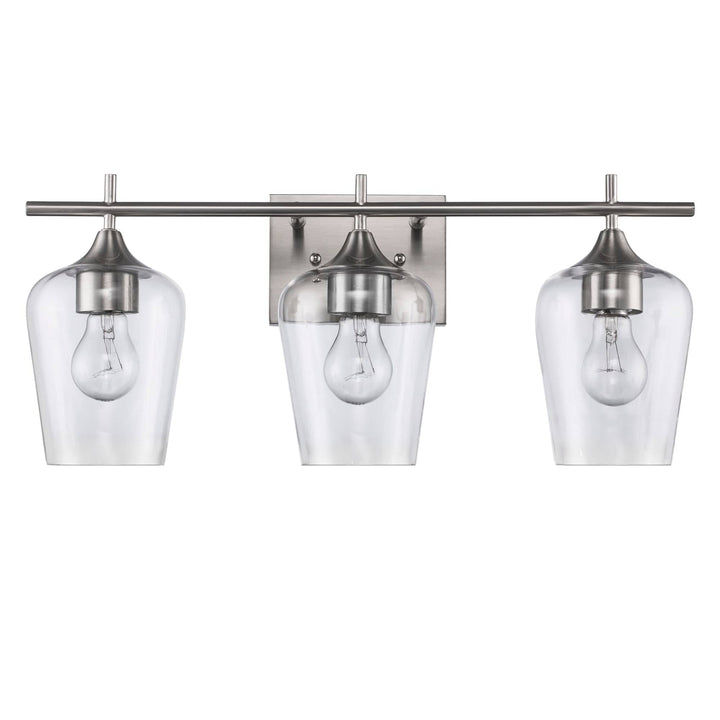 Trans Globe 3-Light Kieran Vanity Bar Clear Tulip - Brushed Nickel