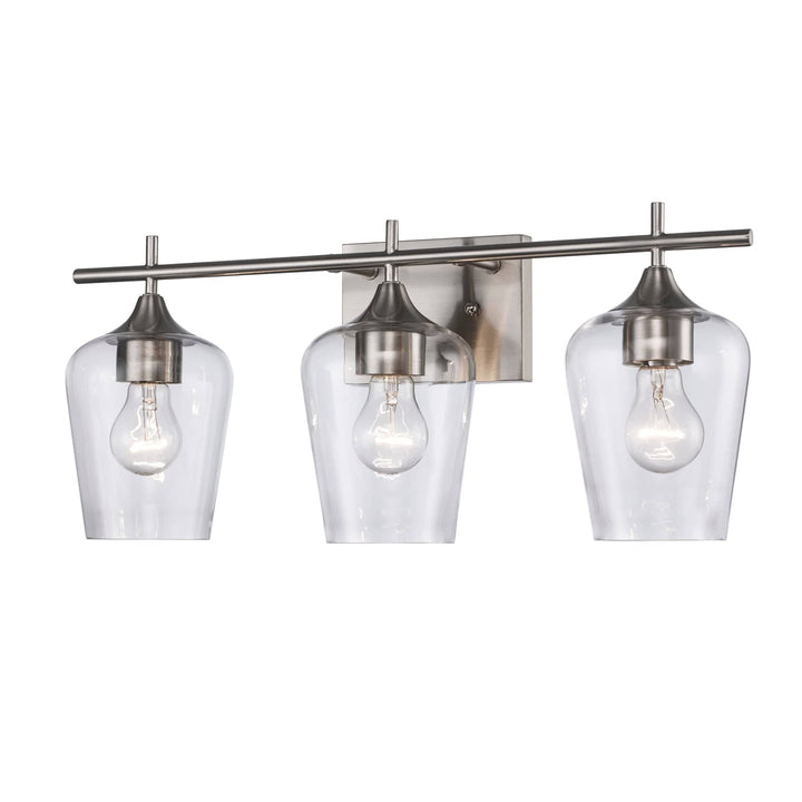 Trans Globe 3-Light Kieran Vanity Bar Clear Tulip - Brushed Nickel