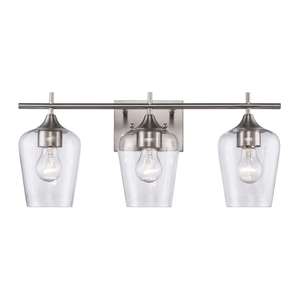 Trans Globe 3-Light Kieran Vanity Bar Clear Tulip - Brushed Nickel