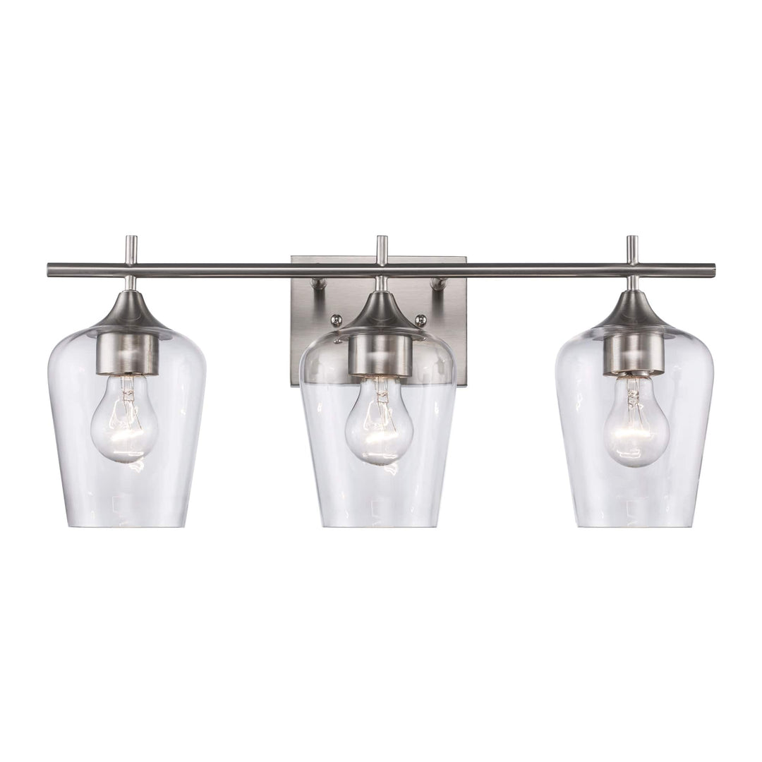 Trans Globe 3-Light Kieran Vanity Bar Clear Tulip - Brushed Nickel