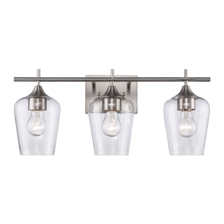 Trans Globe 3-Light Kieran Vanity Bar Clear Tulip - Brushed Nickel