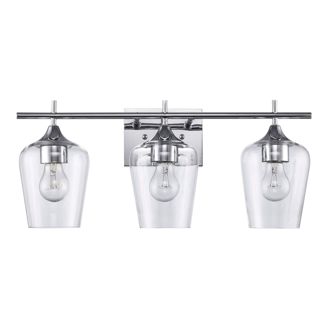Trans Globe 3-Light Kieran Vanity Bar Clear Tulip - Polished Chrome