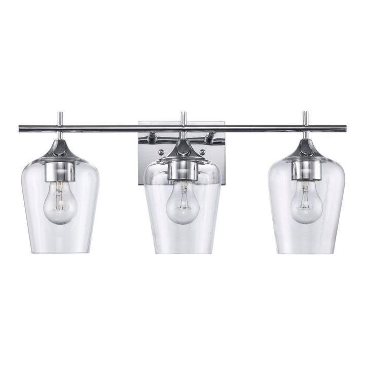Trans Globe 3-Light Kieran Vanity Bar Clear Tulip - Polished Chrome