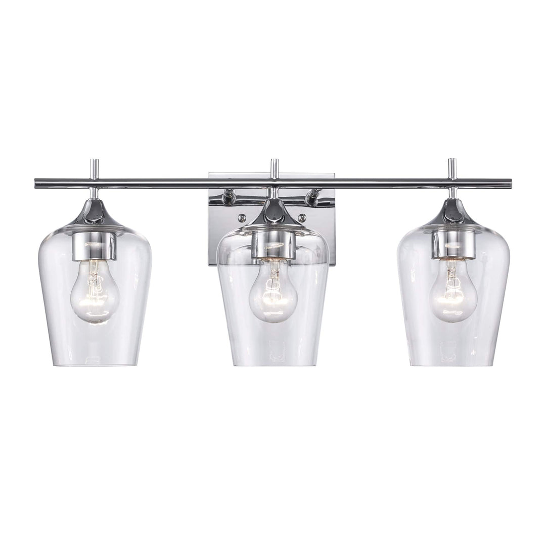 Trans Globe 3-Light Kieran Vanity Bar Clear Tulip - Polished Chrome