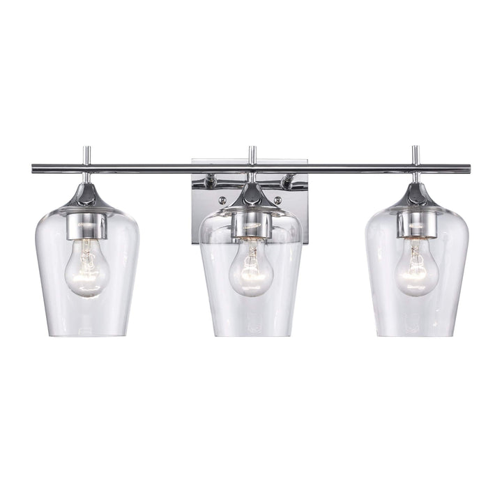 Trans Globe 3-Light Kieran Vanity Bar Clear Tulip - Polished Chrome