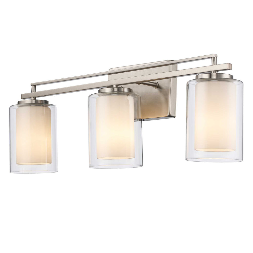 Trans Globe 3-Light Lisbon Vanity Glass Shade - Brushed Nickel