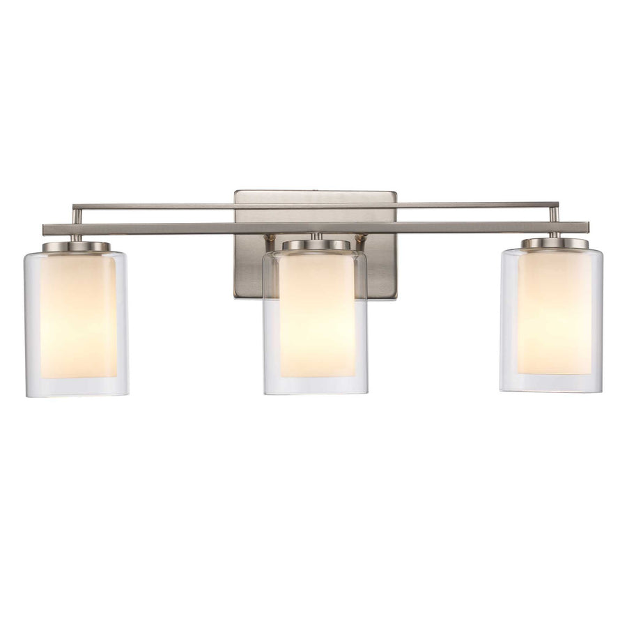 Trans Globe 3-Light Lisbon Vanity Glass Shade - Brushed Nickel