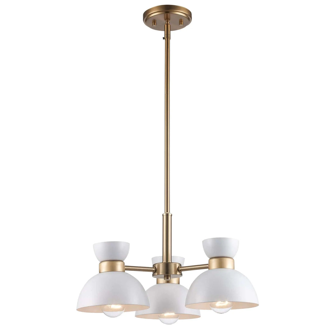 Trans Globe 3 -Light Mini Chandelier - White / Antique Gold