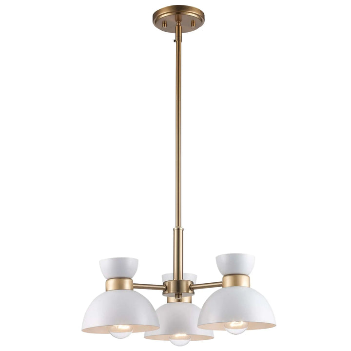 Trans Globe 3 -Light Mini Chandelier - White / Antique Gold