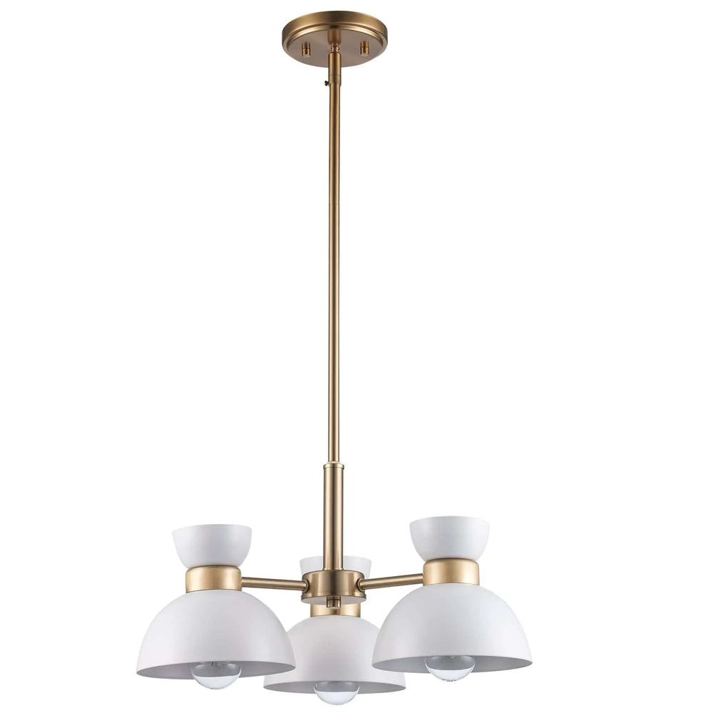 Trans Globe 3 -Light Mini Chandelier - White / Antique Gold