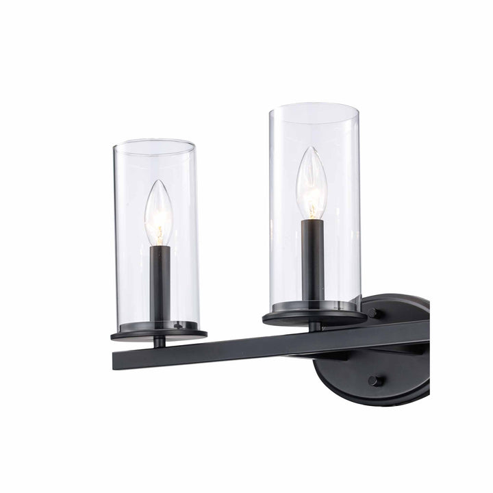 Trans Globe 3-Light Shaded Vanity Bar Candle Clear Glass - Black