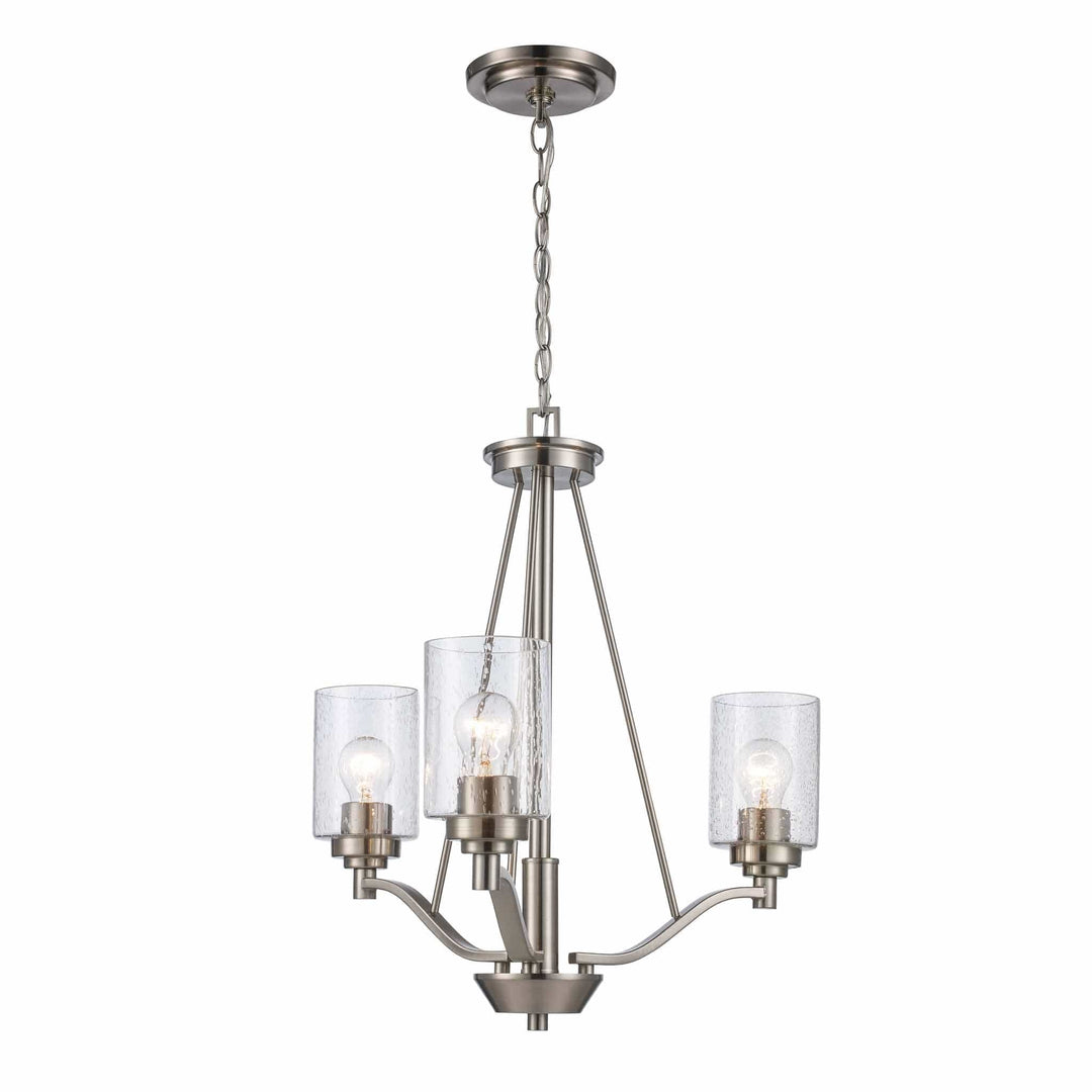 Trans Globe 3-Light Single Tier Glass Shaded Double Disk -  Brushed Nickel