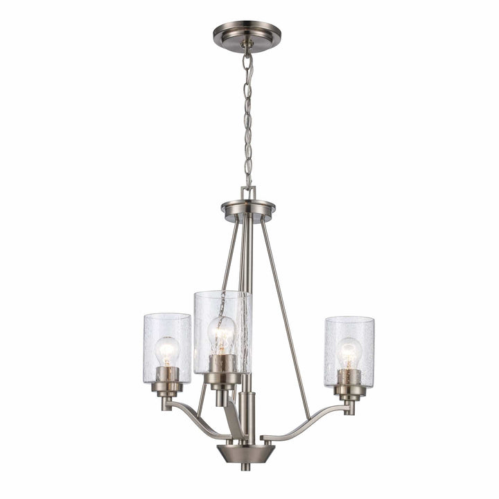 Trans Globe 3-Light Single Tier Glass Shaded Double Disk -  Brushed Nickel