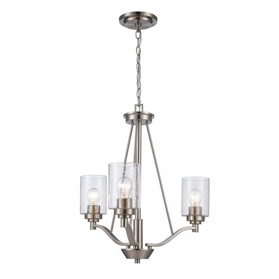 Trans Globe 3-Light Single Tier Glass Shaded Double Disk -  Brushed Nickel