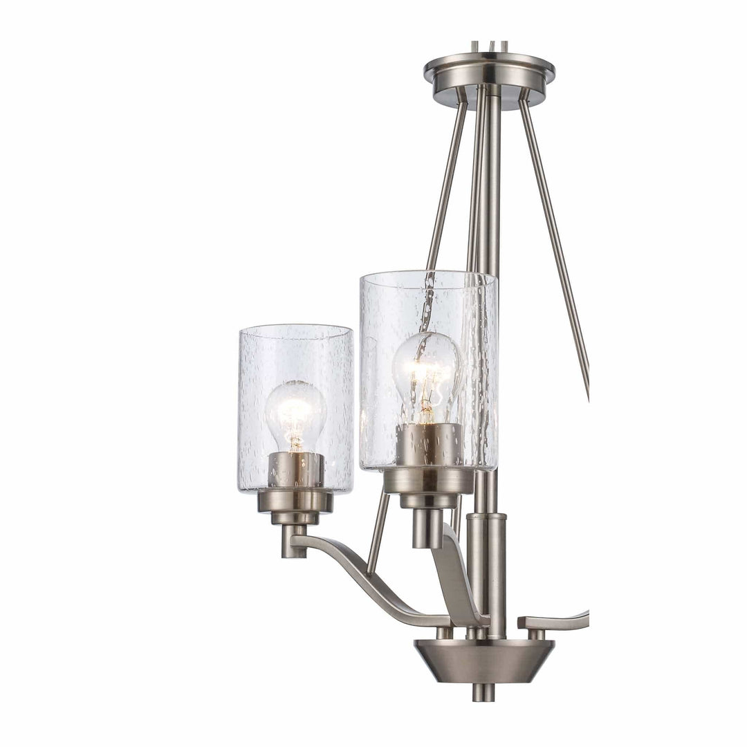 Trans Globe 3-Light Single Tier Glass Shaded Double Disk -  Brushed Nickel