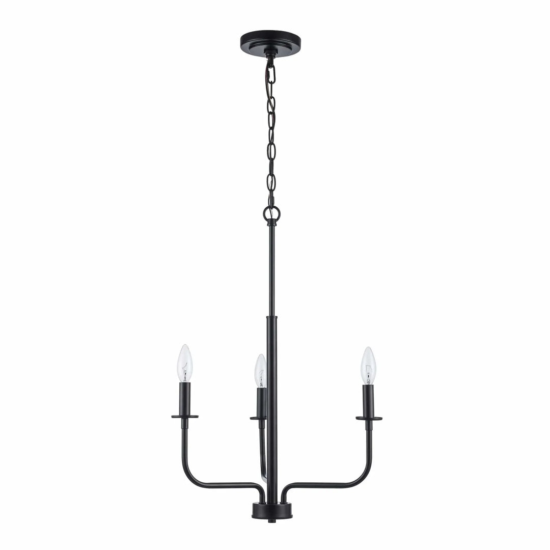 3-light black candelabra chandelier for modern dining room or entryway ceiling lighting