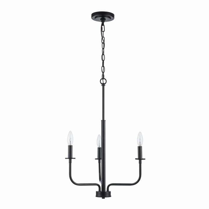 3-light black candelabra chandelier for modern dining room or entryway ceiling lighting