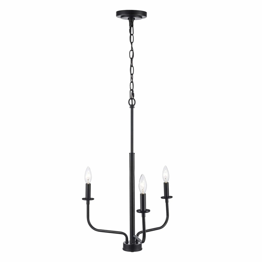 Black 3-light candelabra chandelier pendant for dining room or entryway lighting