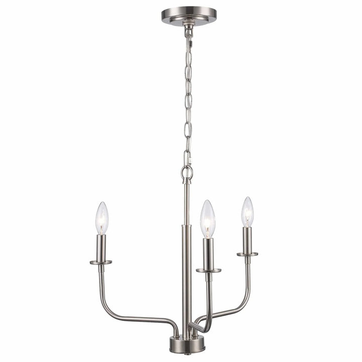 3-light brushed nickel candelabra chandelier for dining room or entryway ceiling lighting
