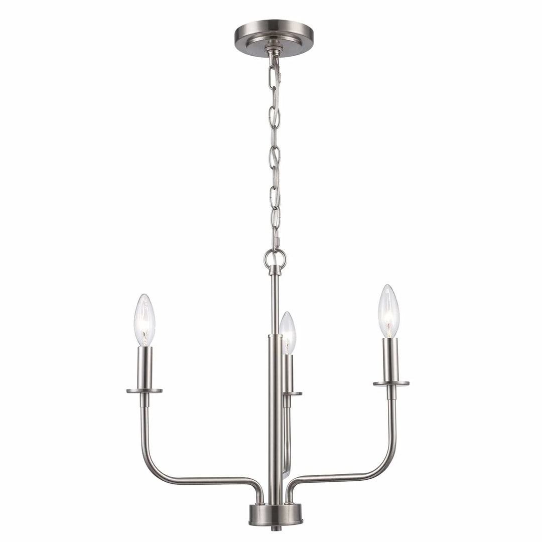 3-light brushed nickel candelabra chandelier for dining room or entryway ceiling lighting