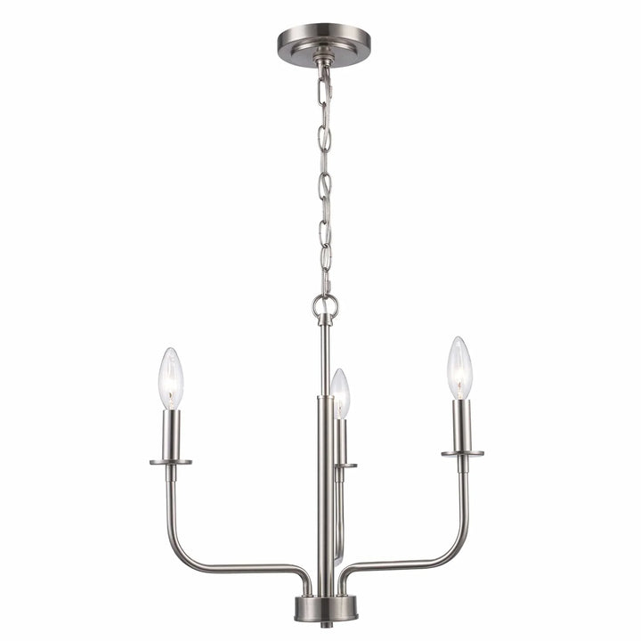 3-light brushed nickel candelabra chandelier for dining room or entryway ceiling lighting
