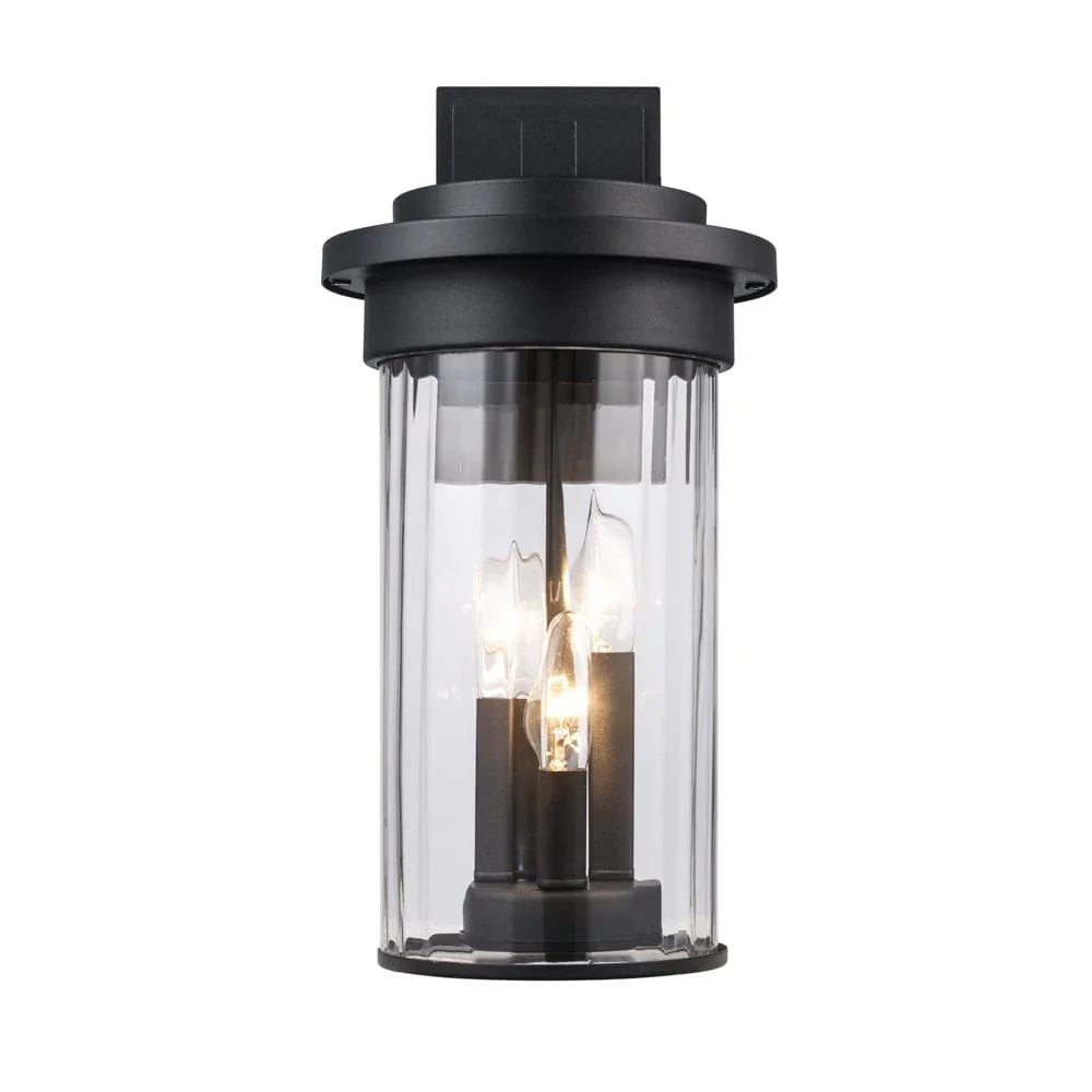 Trans Globe 3 Lt Out Wall Clear Fulted- Black