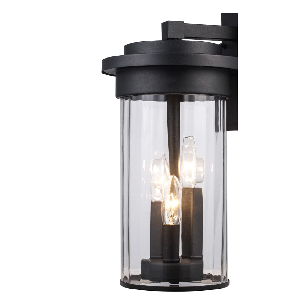 Trans Globe 3 Lt Out Wall Clear Fulted- Black