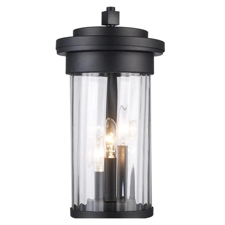 Trans Globe 3 Lt Out Wall Clear Fulted- Black