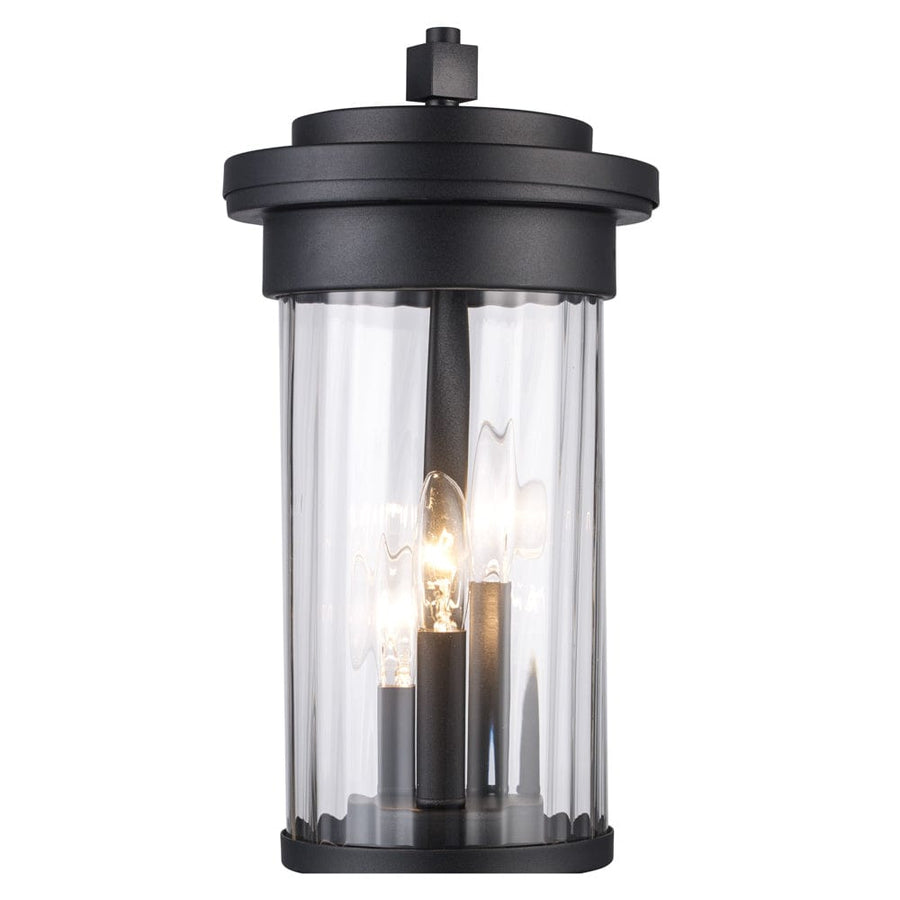 Trans Globe 3 Lt Out Wall Clear Fulted- Black