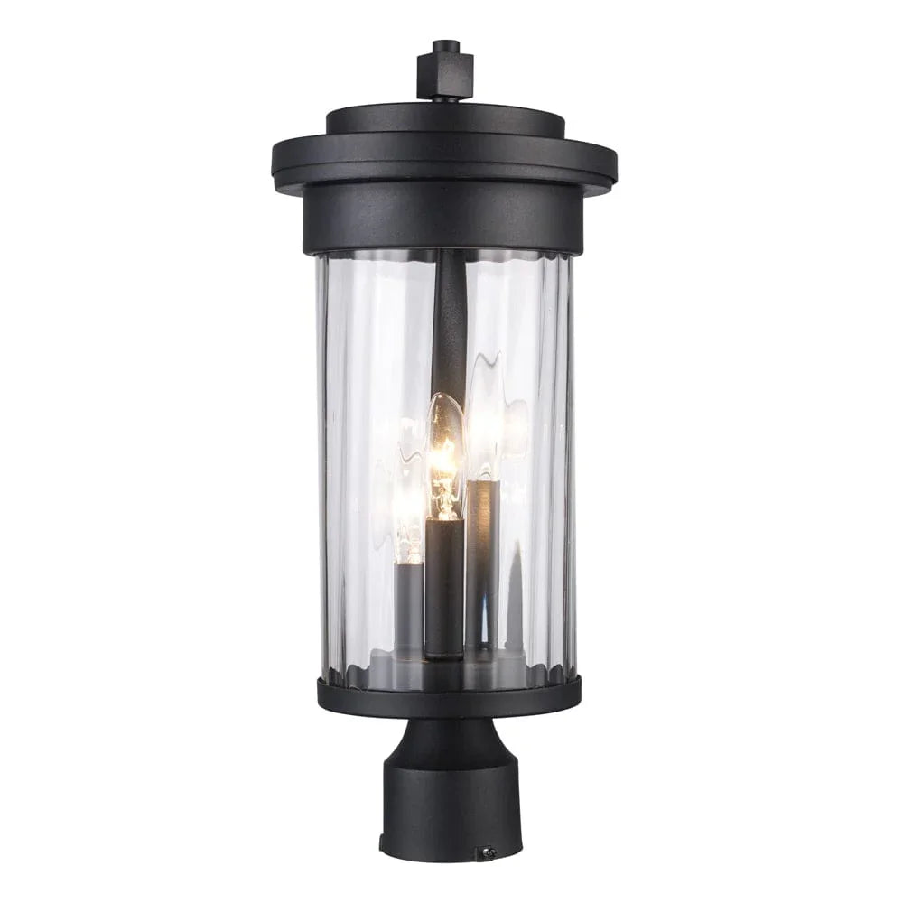 Trans Globe 3 Lt Out Wall Clear Fulted- Black