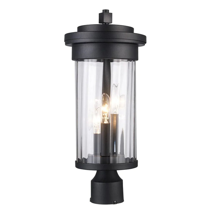 Trans Globe 3 Lt Out Wall Clear Fulted- Black