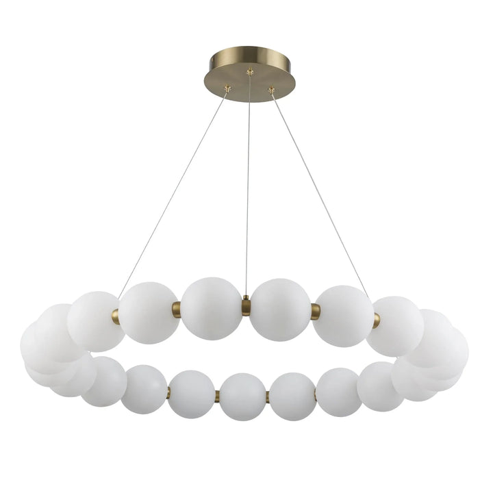 Modern LED ring chandelier with frosted globe lights, ideal for dining room or foyer lighting