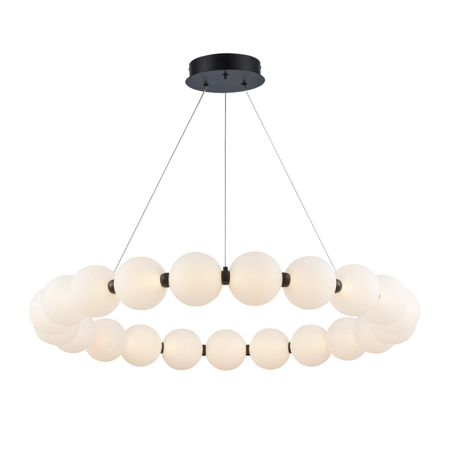 Trans Globe 33" Modern LED Ellington Pearl Ring - Black