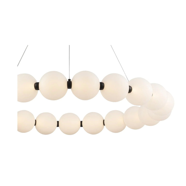 modern LED ring chandelier with frosted glass globe lights for residential or commercial lighting