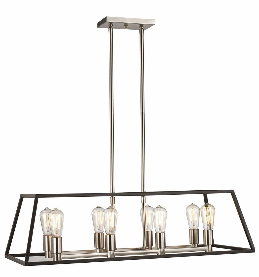 Trans Globe 35" long Linear Pendant Edison Bulb Frame -  Black / Brushed Nickel