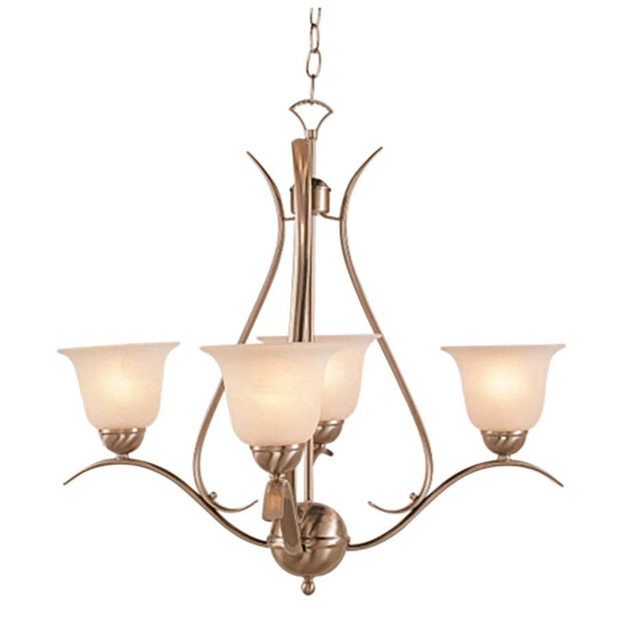 Trans Globe 4-Light 1-Tier Chandelier with Glass Bell Shades and Metal - Brushed Nickel