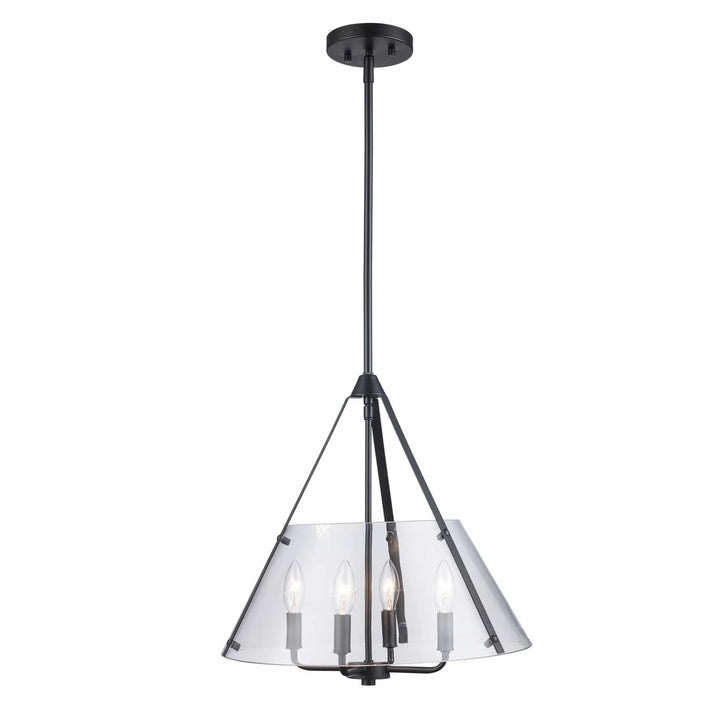 4-light black pendant chandelier with clear glass shade for modern dining room lighting