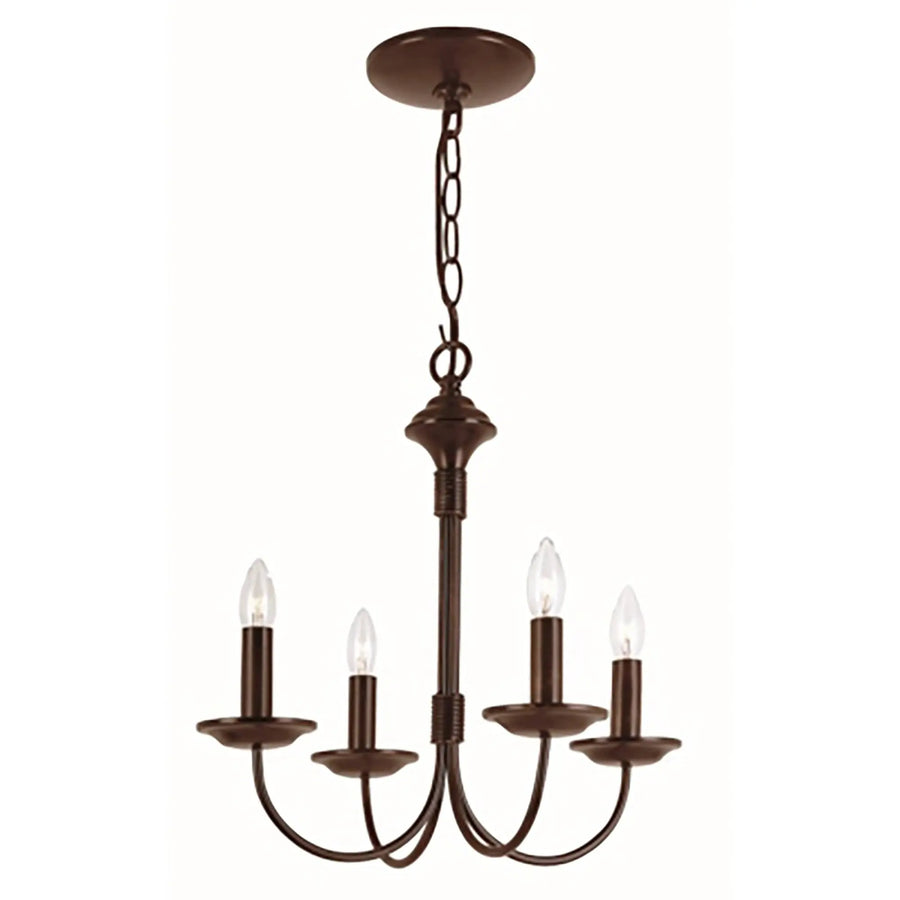 Trans Globe 4-Light Candle 14.5" Chandelier - Oil Bronze