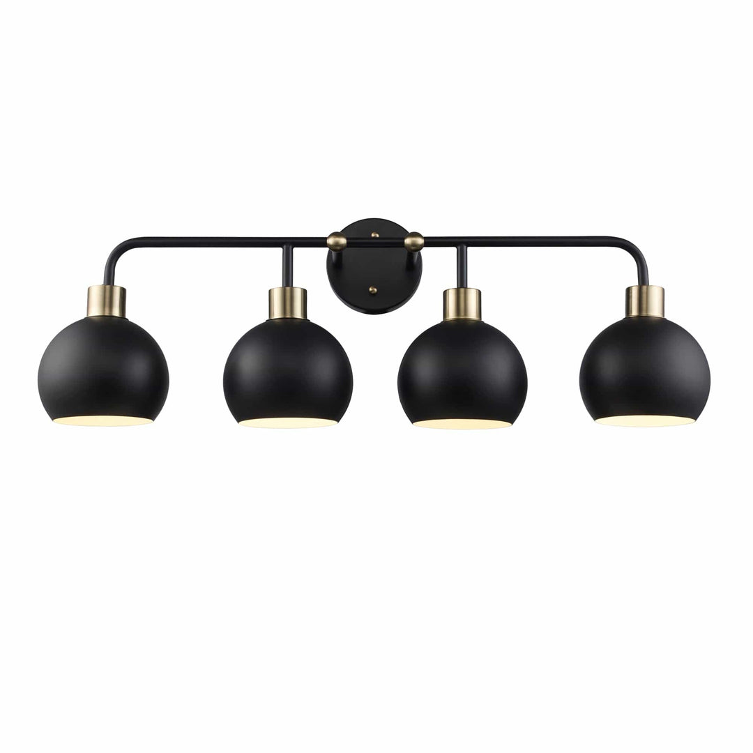Trans Globe 4-Light Indigo Vanity Bar Metal Shades - Black/Antique Gold