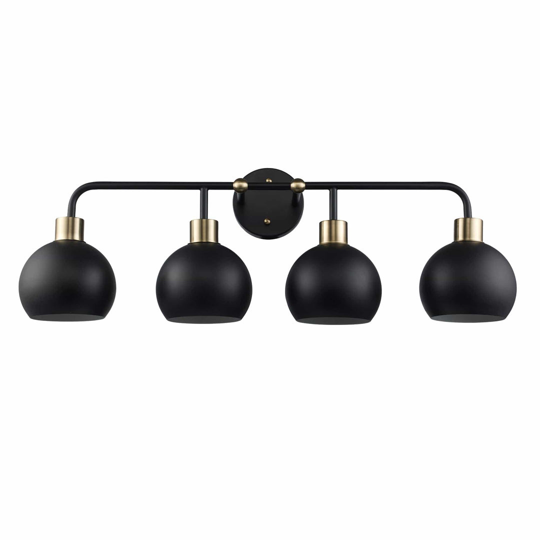 Trans Globe 4-Light Indigo Vanity Bar Metal Shades - Black/Antique Gold