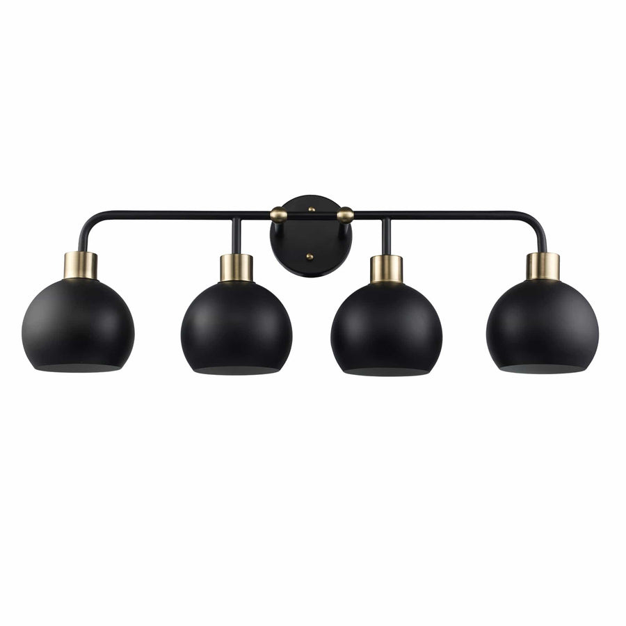 Trans Globe 4-Light Indigo Vanity Bar Metal Shades - Black/Antique Gold