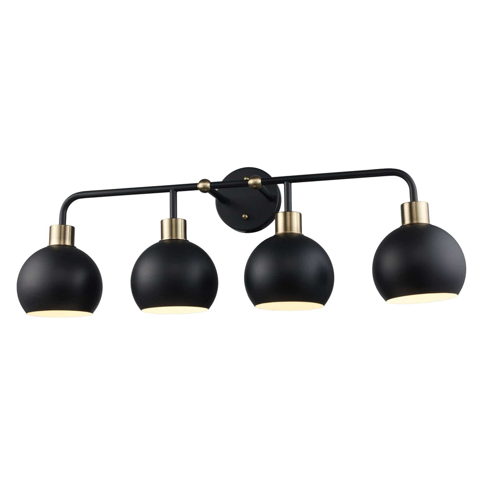 Trans Globe 4-Light Indigo Vanity Bar Metal Shades - Black/Antique Gold