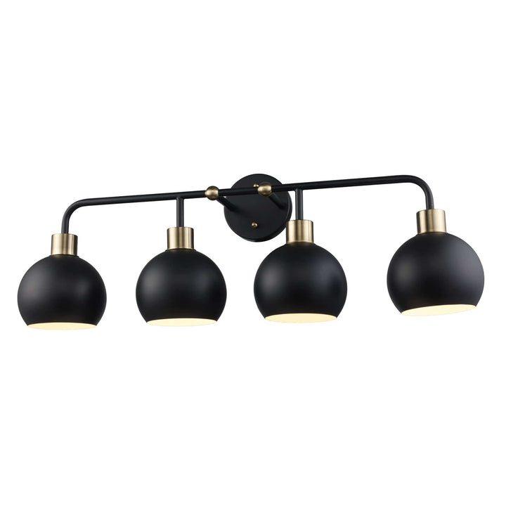 Trans Globe 4-Light Indigo Vanity Bar Metal Shades - Black/Antique Gold