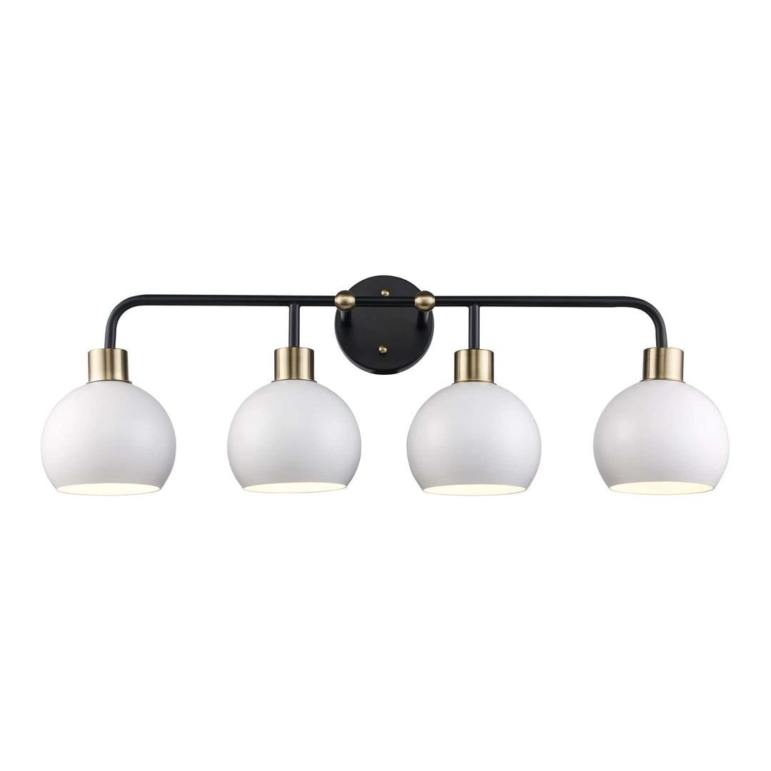Trans Globe 4-Light Indigo Vanity Bar Metal Shades - Black/Antique Gold White