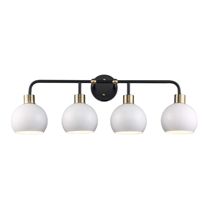 Trans Globe 4-Light Indigo Vanity Bar Metal Shades - Black/Antique Gold White