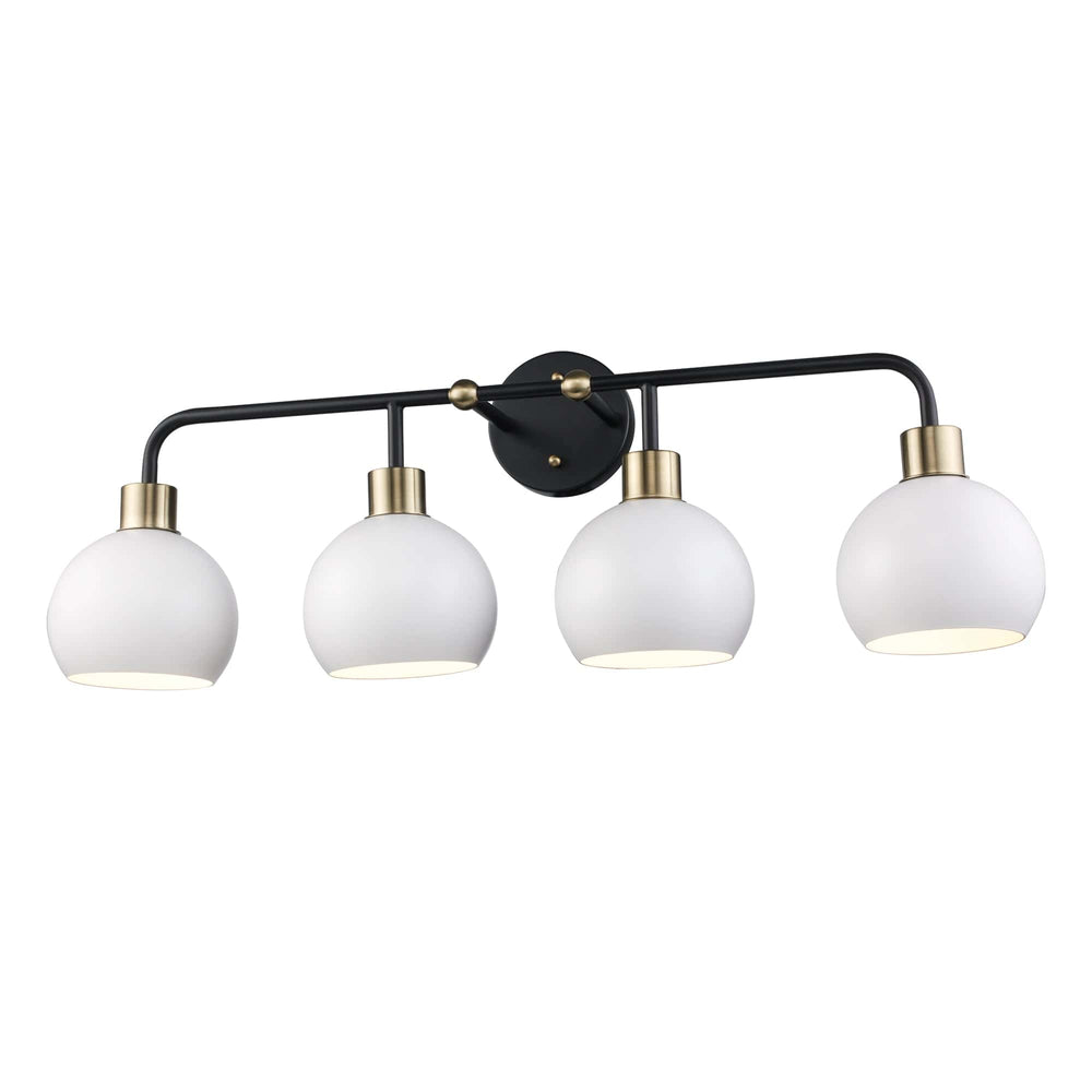 Trans Globe 4-Light Indigo Vanity Bar Metal Shades - Black/Antique Gold White
